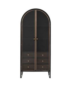 Calicosy Commodes Enfant Armoire Demi-cercle Rond Métal - Noir