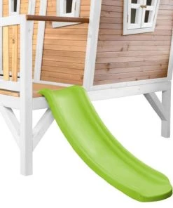 Mobilier De Jardin Enfant AXI Maisonnette EMMA Brun Blanc Avec Toboggan Citron Vert -Commodes enfant Soldes 2022 axi maisonnette emma brun blanc avec toboggan citron vert 4