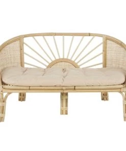 Maisons Du Monde Fauteuils Et Poufs Enfant Banc En Rotin Et Coton Beige Rosé