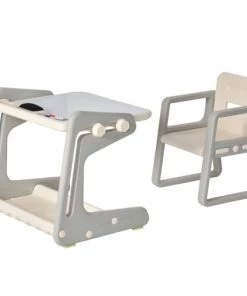 Homcom Tables Et Chaises Enfant Bureau Enfant Tableau Blanc 3 Marqueurs, Brosse Inclus Et Rangements