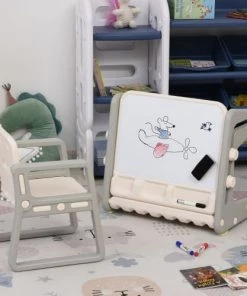 Homcom Tables Et Chaises Enfant Bureau Enfant Tableau Blanc 3 Marqueurs, Brosse Inclus Et Rangements -Commodes enfant Soldes 2022 bureau enfant tableau blanc 3 marqueurs brosse inclus et rangements 3