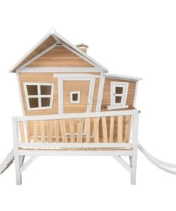 Axi Mobilier De Jardin Enfant Cabane Asymétrique En Bois Sur Pilotis Avec Toboggan 118 Cm Blanc
