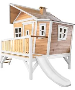 Axi Mobilier De Jardin Enfant Cabane Asymétrique En Bois Sur Pilotis Avec Toboggan 118 Cm Blanc -Commodes enfant Soldes 2022 cabane asymetrique en bois sur pilotis avec toboggan 118 cm blanc 3