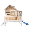 Axi Mobilier De Jardin Enfant Cabane Asymétrique En Bois Sur Pilotis Avec Toboggan 118 Cm Bleu
