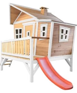 Axi Mobilier De Jardin Enfant Cabane Asymétrique En Bois Sur Pilotis Avec Toboggan 118 Cm Rouge -Commodes enfant Soldes 2022 cabane asymetrique en bois sur pilotis avec toboggan 118 cm rouge 2