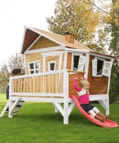 Axi Mobilier De Jardin Enfant Cabane Asymétrique En Bois Sur Pilotis Avec Toboggan 118 Cm Rouge -Commodes enfant Soldes 2022 cabane asymetrique en bois sur pilotis avec toboggan 118 cm rouge 4