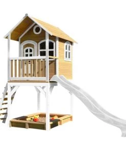 Axi Mobilier De Jardin Enfant Cabane Bois Sur Pilotis Avec Toboggan Blanc