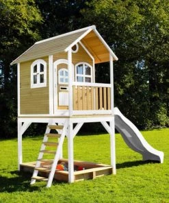 Axi Mobilier De Jardin Enfant Cabane Bois Sur Pilotis Avec Toboggan Blanc -Commodes enfant Soldes 2022 cabane bois sur pilotis avec toboggan blanc 3