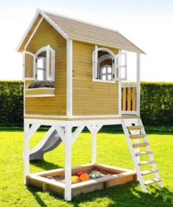 Axi Mobilier De Jardin Enfant Cabane Bois Sur Pilotis Avec Toboggan Blanc -Commodes enfant Soldes 2022 cabane bois sur pilotis avec toboggan blanc 4