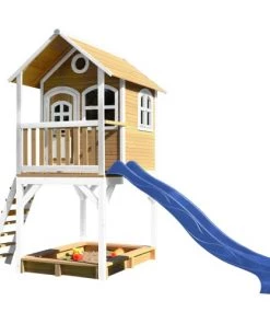 Axi Mobilier De Jardin Enfant Cabane Bois Sur Pilotis Avec Toboggan Bleu