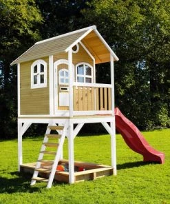 Axi Mobilier De Jardin Enfant Cabane Bois Sur Pilotis Avec Toboggan Rouge -Commodes enfant Soldes 2022 cabane bois sur pilotis avec toboggan rouge 3