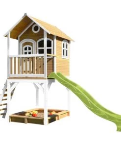 Axi Mobilier De Jardin Enfant Cabane Bois Sur Pilotis Avec Toboggan Vert Citron
