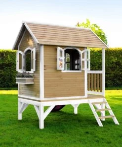 Axi Mobilier De Jardin Enfant Cabane Brun/blanc Avec Toboggan Violet -Commodes enfant Soldes 2022 cabane brun blanc avec toboggan violet 4