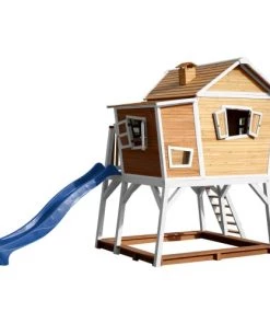 Axi Mobilier De Jardin Enfant Cabane De En Bois Brun/blanc Et Toboggan Bleu -Commodes enfant Soldes 2022 cabane de en bois brun blanc et toboggan bleu 3