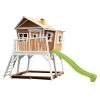 Axi Mobilier De Jardin Enfant Cabane De En Bois Brun/blanc Et Toboggan Vert Citron