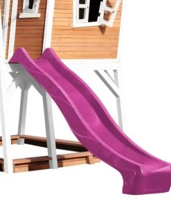 Axi Mobilier De Jardin Enfant Cabane De En Bois Brun/blanc Et Toboggan Violet -Commodes enfant Soldes 2022 cabane de en bois brun blanc et toboggan violet 4