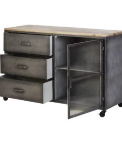Maisons Du Monde Commodes Et Cabinets Cabinet De Rangement 3 Tiroirs 1 Porte En Métal Et Sapin -Commodes enfant Soldes 2022 cabinet de rangement 3 tiroirs 1 porte en metal et sapin 1000 16 12 192507 3