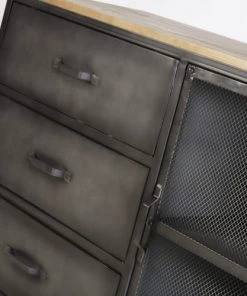 Maisons Du Monde Commodes Et Cabinets Cabinet De Rangement 3 Tiroirs 1 Porte En Métal Et Sapin -Commodes enfant Soldes 2022 cabinet de rangement 3 tiroirs 1 porte en metal et sapin 1000 16 12 192507 4