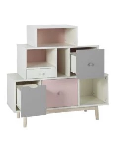 Maisons Du Monde Commodes Et Cabinets Cabinet De Rangement 4 Tiroirs Blanc, Rose Et Gris -Commodes enfant Soldes 2022 cabinet de rangement 4 tiroirs blanc rose et gris 1000 0 39 150263 1