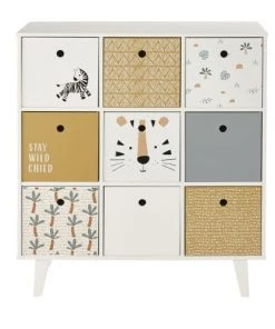 Maisons Du Monde Commodes Et Tables à Langer Cabinet De Rangement 9 Tiroirs Imprimé Savane