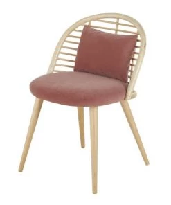 Maisons Du Monde Fauteuils Et Poufs Enfant Chaise En Velours Terracotta, Rotin Et Bouleau