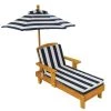KidKraft Mobilier De Jardin Enfant Chaise Longue En Bois Enfant Avec Parasol Bleu Et Blanc -Commodes enfant Soldes 2022 chaise longue en bois enfant avec parasol bleu et blanc