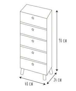 Toilinux Commodes Enfant Chiffonnier 5 Tiroirs En MDF Et Bois De Pin -Commodes enfant Soldes 2022 chiffonnier 5 tiroirs en mdf et bois de pin 3