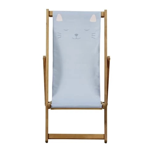 Maisons Du Monde Bains De Soleil Et Chaises Longues Chilienne Enfant En Acacia Massif Et Toile Grise Imprimé Chat 2 Maisons Du Monde Bains De Soleil Et Chaises Longues Chilienne Enfant En Acacia Massif Et Toile Grise Imprimé Chat – Image 2