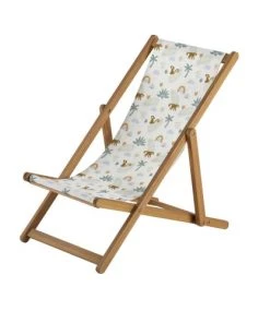 Maisons Du Monde Mobilier De Jardin Enfant Chilienne Enfant En Acacia Massif Et Toile Imprimé Singes Et Palmiers