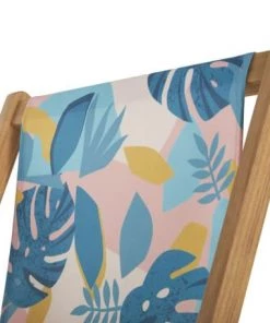 Maisons Du Monde Mobilier De Jardin Enfant Chilienne Enfant En Acacia Massif Et Toile Imprimé Tropical Rose, Bleu Et Vert -Commodes enfant Soldes 2022 chilienne enfant en acacia massif et toile imprime tropical rose bleu et vert 1000 13 36 209997 3