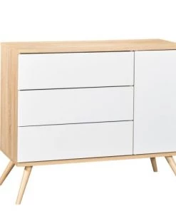 Sauthon Commodes Enfant Commode 1 Porte 3 Tiroirs 95x115x50cm En Bois Blanc