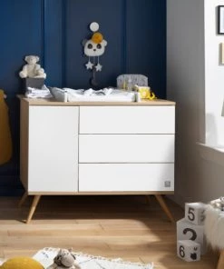 Sauthon Commodes Enfant Commode 1 Porte 3 Tiroirs 95x115x50cm En Bois Blanc -Commodes enfant Soldes 2022 commode 1 porte 3 tiroirs 95x115x50cm en bois blanc 3