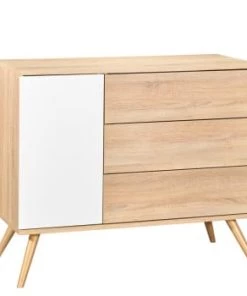 Sauthon Commodes Enfant Commode 1 Porte 3 Tiroirs 95x115x50cm En Bois Blanc -Commodes enfant Soldes 2022 commode 1 porte 3 tiroirs 95x115x50cm en bois marron 7
