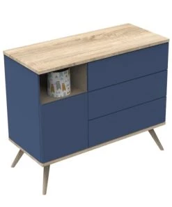 Sauthon Original Commodes Enfant Commode 1 Porte 3 Tiroirs 95x115x51cm Bleu