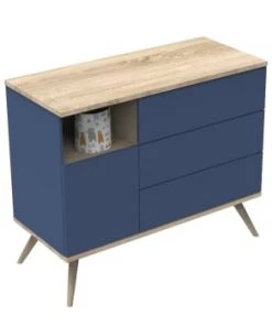 Sauthon Original Commodes Enfant Commode 1 Porte 3 Tiroirs 95x115x51cm Bleu -Commodes enfant Soldes 2022 commode 1 porte 3 tiroirs 95x115x51cm bleu 4
