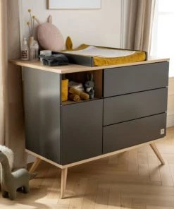 Sauthon Original Commodes Enfant Commode 1 Porte 3 Tiroirs 95x115x51cm Gris -Commodes enfant Soldes 2022 commode 1 porte 3 tiroirs 95x115x51cm gris 2