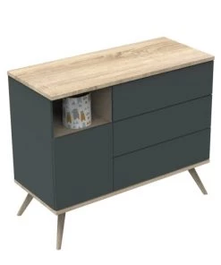 Sauthon Original Commodes Enfant Commode 1 Porte 3 Tiroirs 95x115x51cm Gris