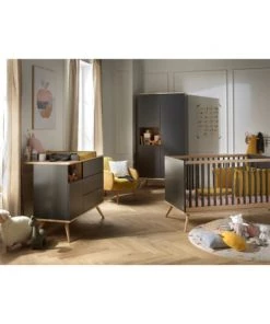 Sauthon Original Commodes Enfant Commode 1 Porte 3 Tiroirs 95x115x51cm Gris -Commodes enfant Soldes 2022 commode 1 porte 3 tiroirs 95x115x51cm gris 4
