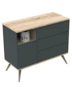 Sauthon Original Commodes Enfant Commode 1 Porte 3 Tiroirs 95x115x51cm Bleu -Commodes enfant Soldes 2022 commode 1 porte 3 tiroirs 95x115x51cm gris 7