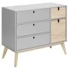 Altobuy Commodes Enfant Commode 1 Porte 4 Tiroirs Bois Naturel Et Gris -Commodes enfant Soldes 2022 commode 1 porte 4 tiroirs bois naturel et gris