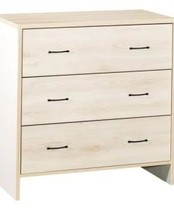 BabyPrice Commodes Enfant Commode 3 Tiroirs 88x87x47cm En Bois Beige Clair