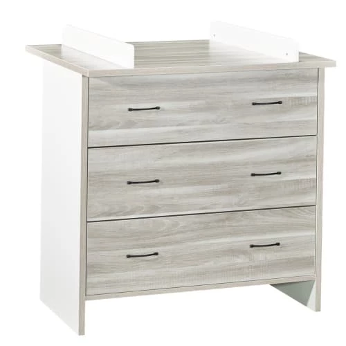 BabyPrice Commodes Enfant Commode 3 Tiroirs 88x87x47cm En Bois Gris 4 BabyPrice Commodes Enfant Commode 3 Tiroirs 88x87x47cm En Bois Gris – Image 2