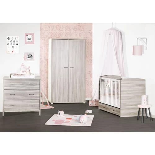 BabyPrice Commodes Enfant Commode 3 Tiroirs 88x87x47cm En Bois Gris 6 BabyPrice Commodes Enfant Commode 3 Tiroirs 88x87x47cm En Bois Gris – Image 4