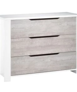 Sauthon Commodes Enfant Commode 3 Tiroirs 94x130x52cm En Bois Blanc