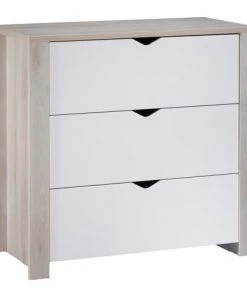 Sauthon Commodes Enfant Commode 3 Tiroirs 94x98x51cm En Bois Blanc
