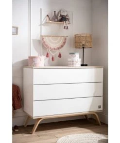 Sauthon Commodes Enfant Commode 3 Tiroirs 95x115x51cm En Bois Blanc -Commodes enfant Soldes 2022 commode 3 tiroirs 95x115x51cm en bois blanc 5