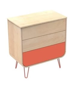 Sauthon Original Commodes Enfant Commode 3 Tiroirs 97x87x48cm En Bois Orange