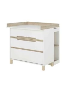 Galipette Commodes Enfant Commode 3 Tiroirs Avec Plan à Langer Et Bibliothèque En Bois Blanc