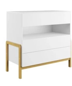 Nateo Concept Commodes Enfant Commode 3 Tiroirs Blanc Et Chêne