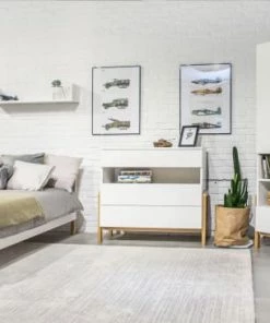 Nateo Concept Commodes Enfant Commode 3 Tiroirs Blanc Et Chêne -Commodes enfant Soldes 2022 commode 3 tiroirs blanc et chene 5